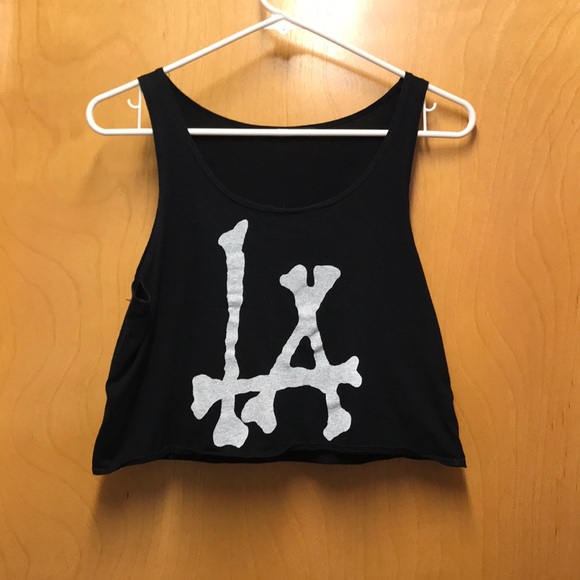 Brandy Melville Tops - LA Bones Graphic Cropped Brandy Melville Tank Top